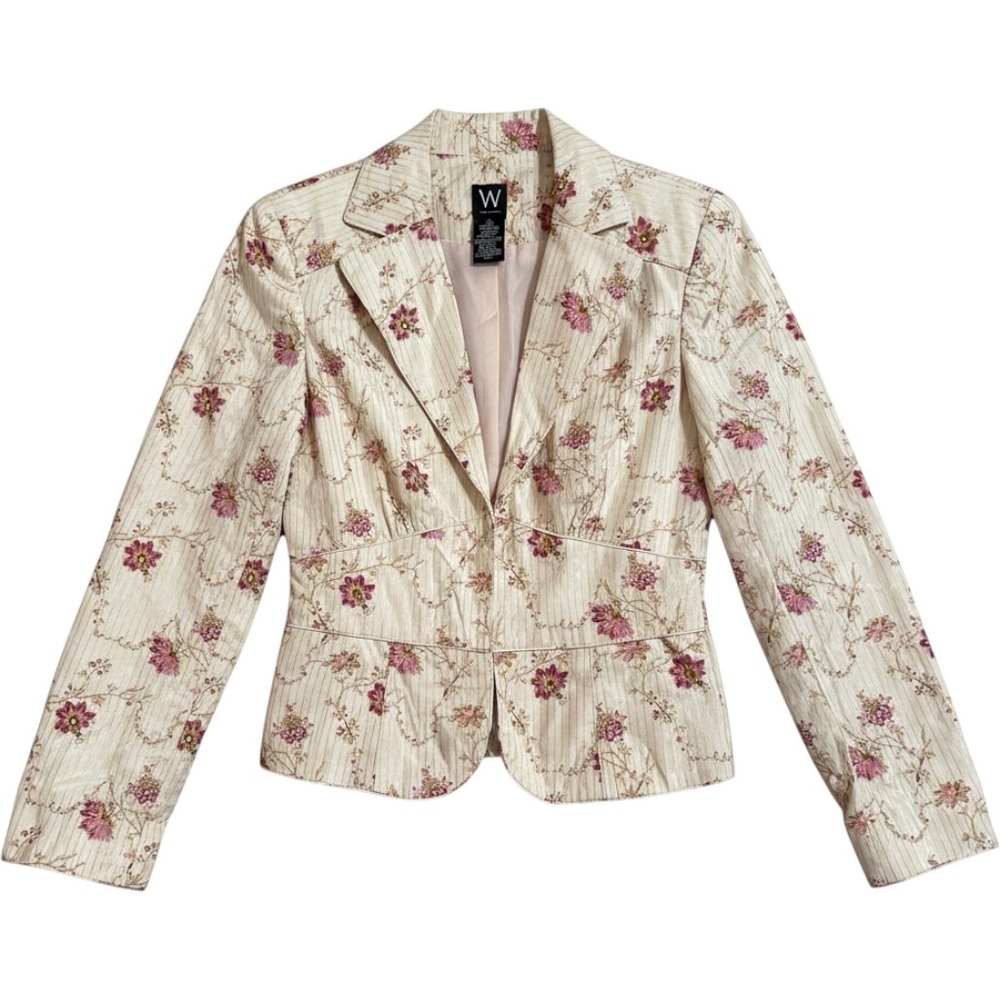 Work To Weekend Floral Blazer 6 Metallic Pinstripe Corset Back Romantic
